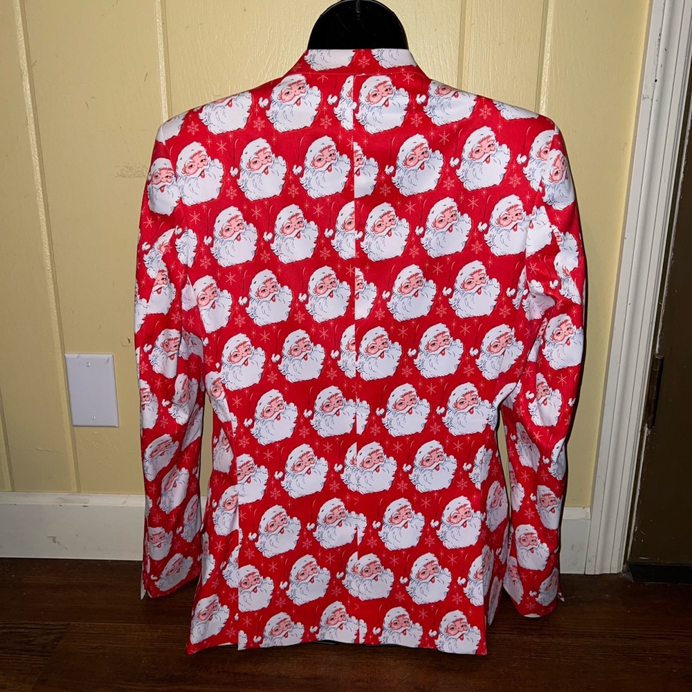Suslo Couture Red & White Holiday Festive Slim Fit Blazer Sport Jacket Size S-38 - Picture 7 of 12